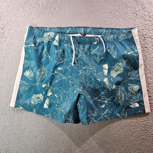 NWOT The North Face Swim Shorts Trunks Men's XXL Flash Dry‎ Abstract Green Lined - Picture 1 of 10